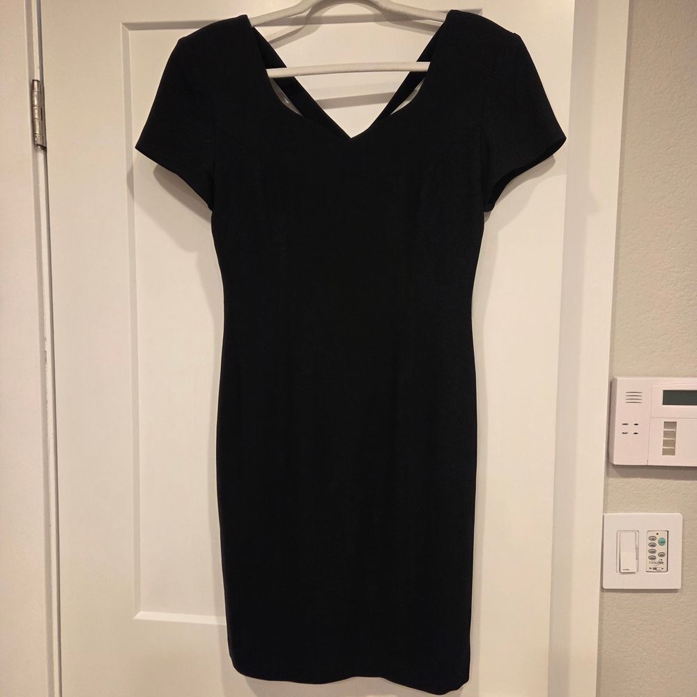 Nordstrom Cross-Back Minimalist Little Black Dress Funeral Capsule Chic 6